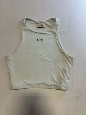 Mattelsa Women's 11:11 Angel Number White High Neck Crop Tank Top